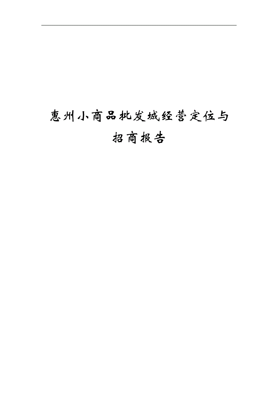 惠州小商品批发城经营定位与招商报告_第1页