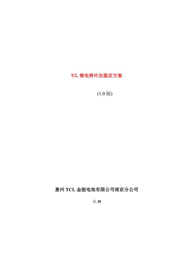 TCL锂电池特许加盟店专题方案.docx