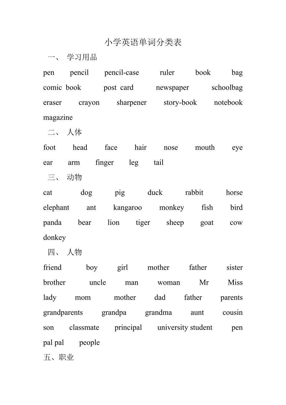 小学英语分类词表43996.doc_第1页