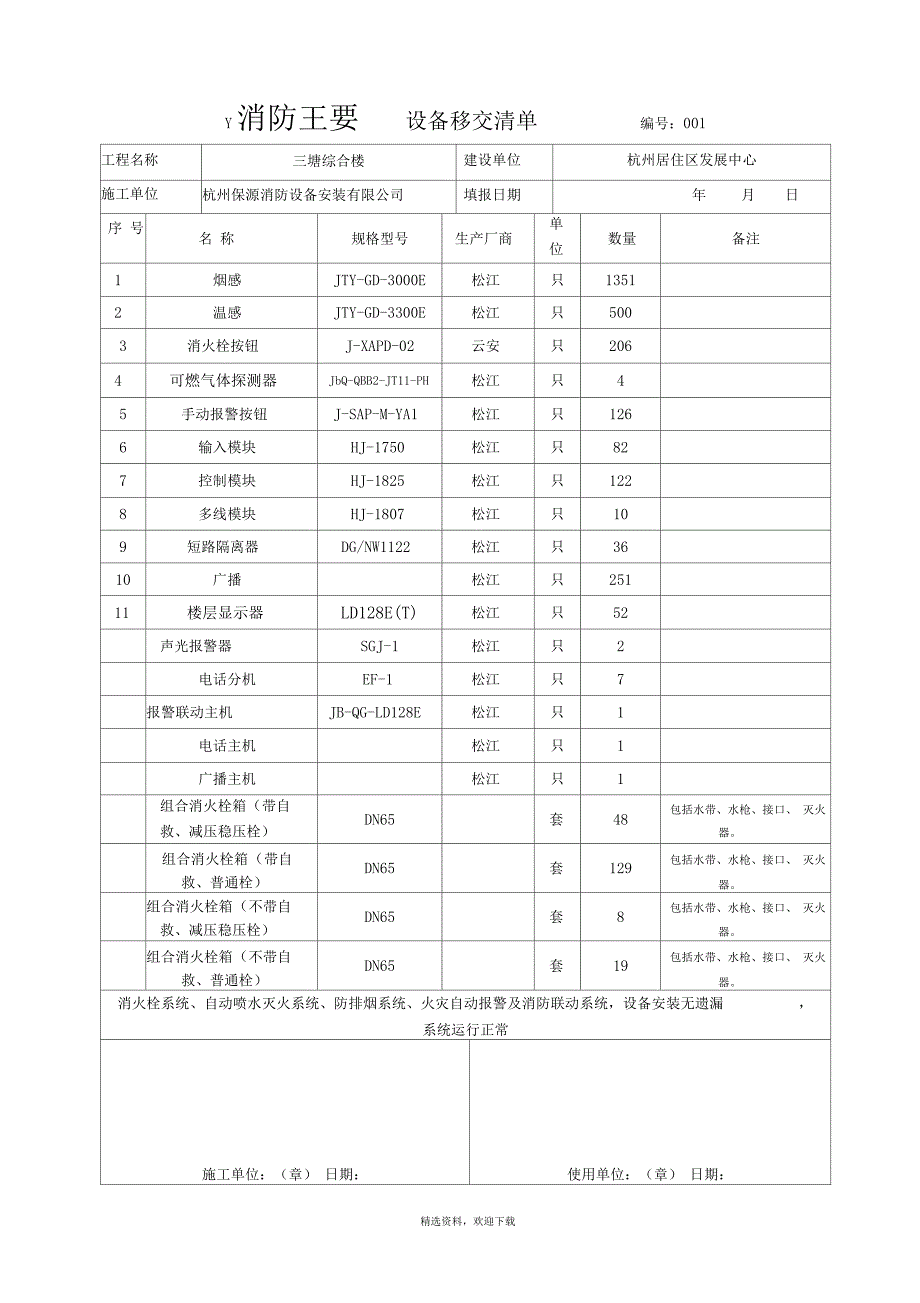 消防设施移交和清单_第2页