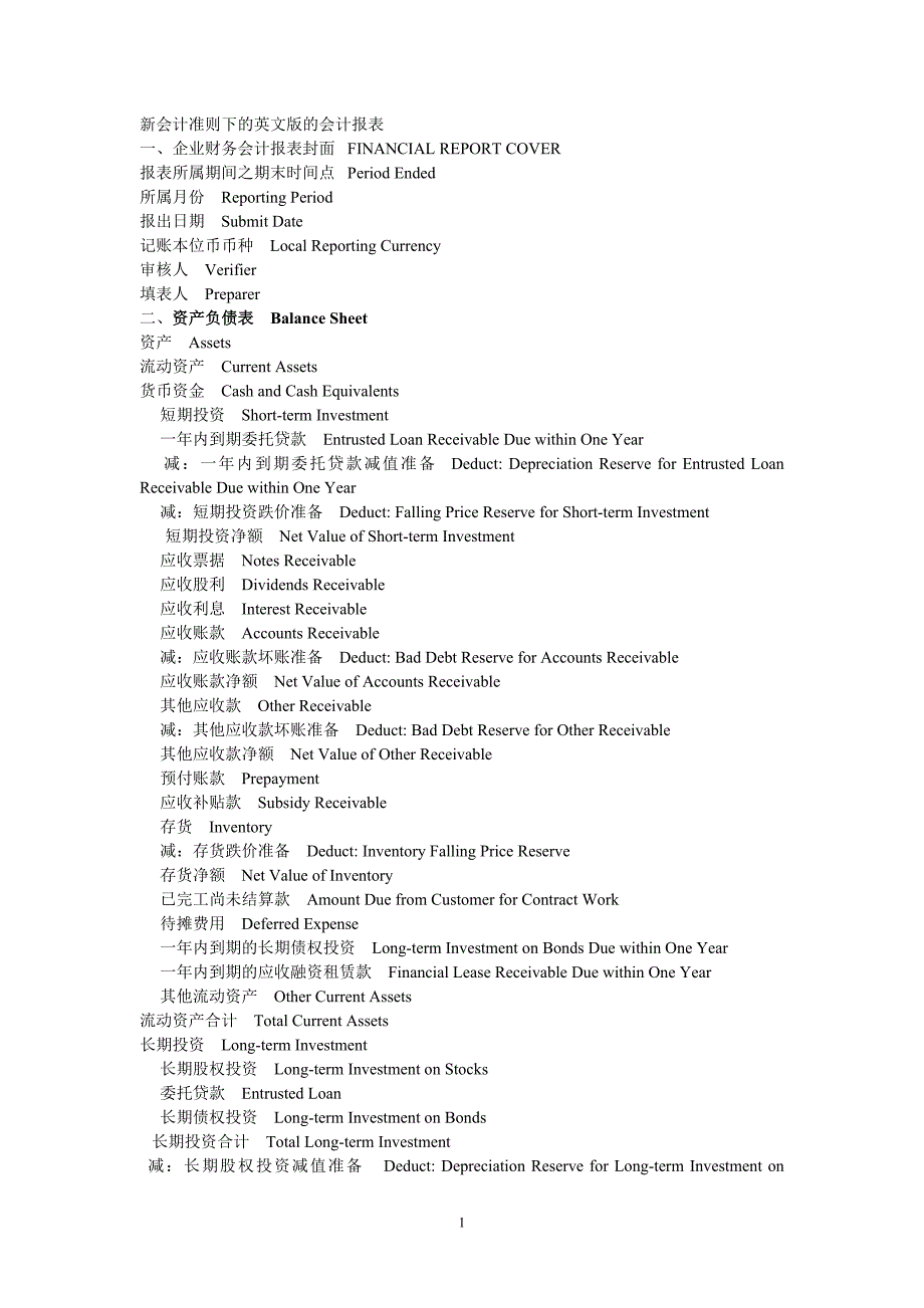 财务报表中英文.doc_第1页