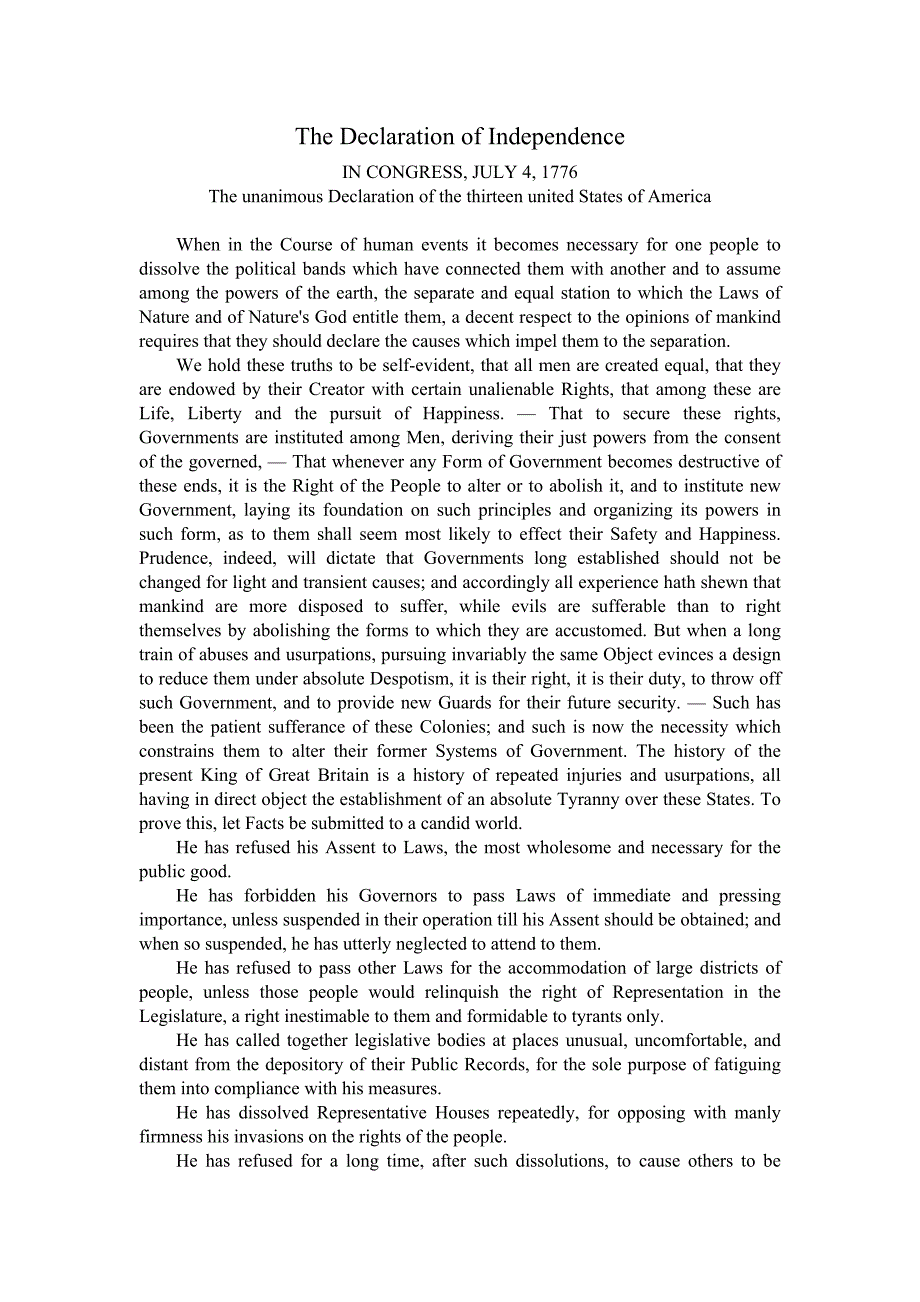 (完整版)美国独立宣言中英对照.doc_第1页