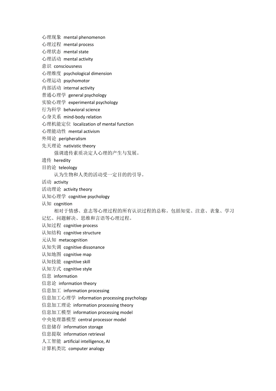 心理学专业英语词汇.docx_第1页