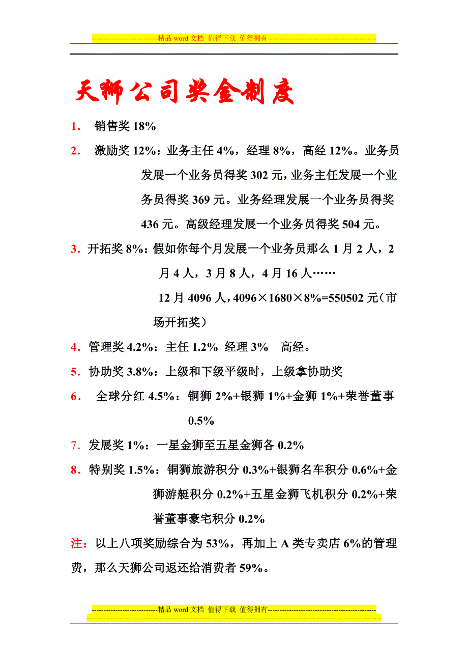 天狮公司奖金制度.doc_第1页