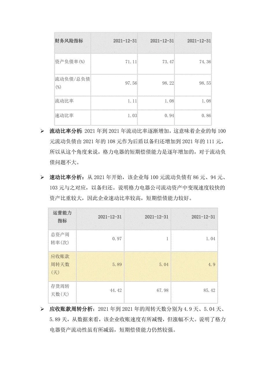 格力空调近三年财务报表浅析_第5页