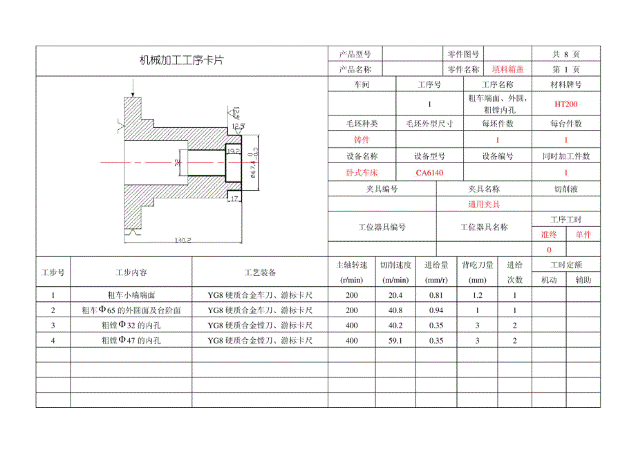 填料箱盖工序卡片_第1页