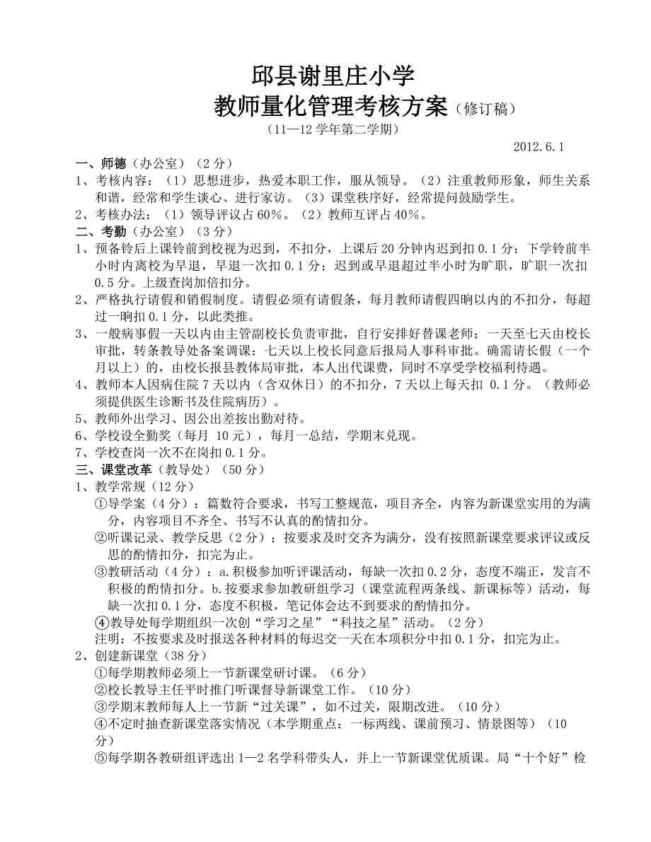 教师量化管理考核方案_第1页