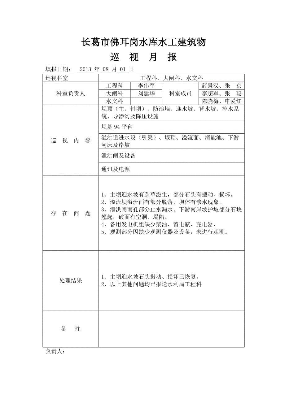 水工建筑物巡视月报.doc_第5页