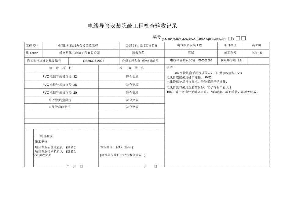 电线导管安装隐蔽工程检查验收记录_第5页