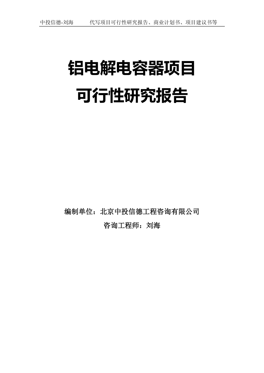 铝电解电容器项目可行性研究报告模板-立项审批_第1页