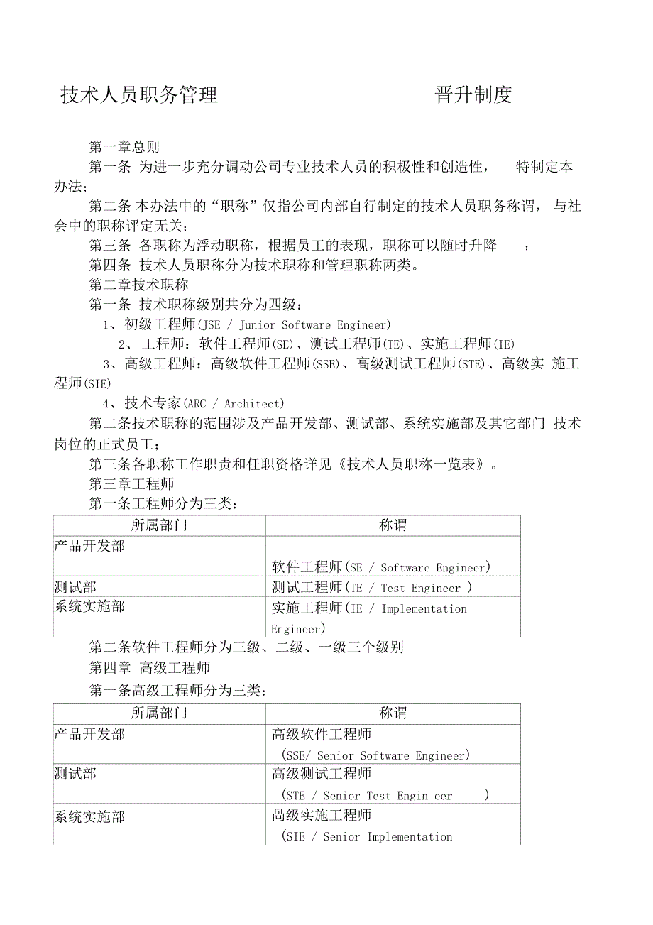 技术人员职务管理晋升制度_第1页