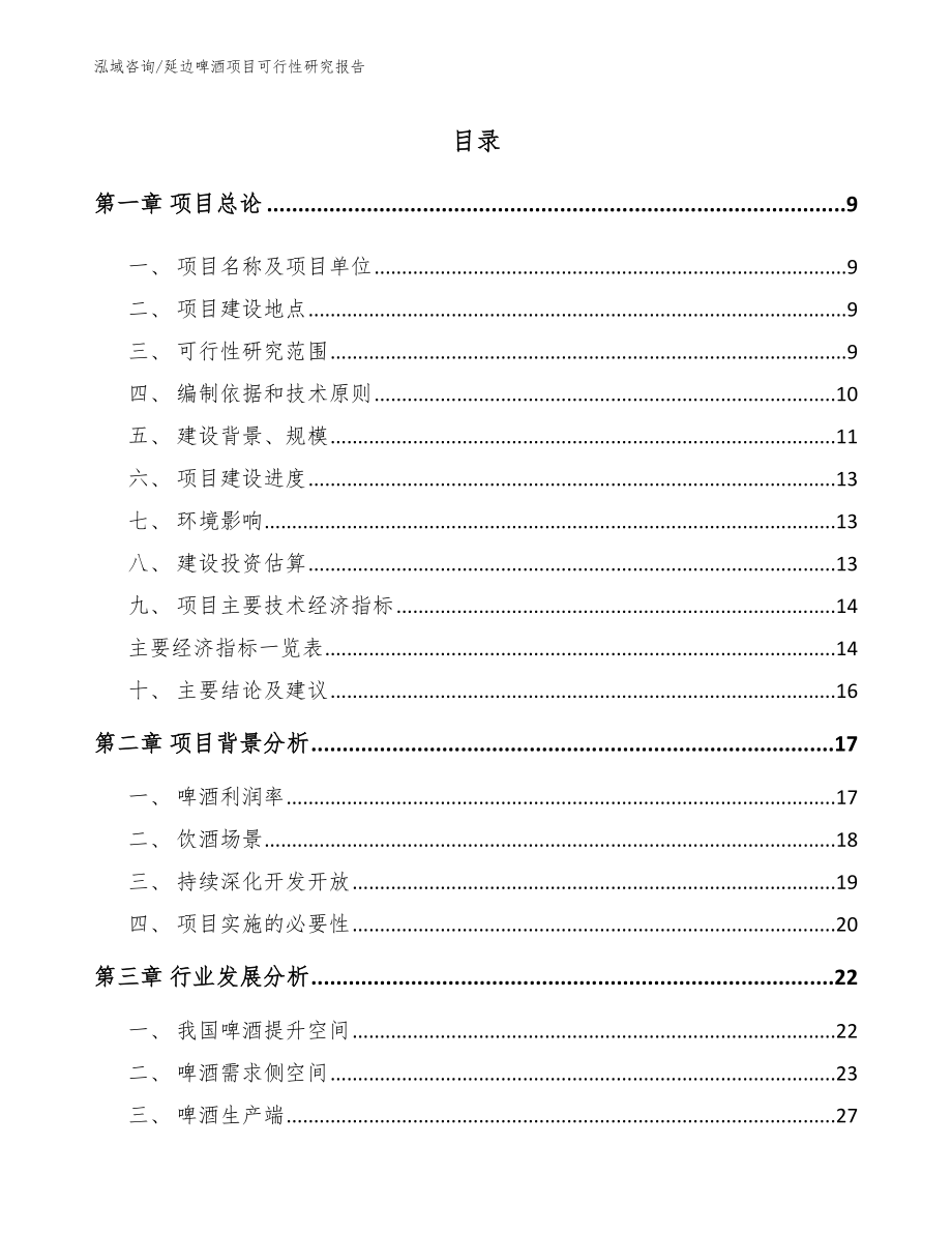 延边啤酒项目可行性研究报告_第1页
