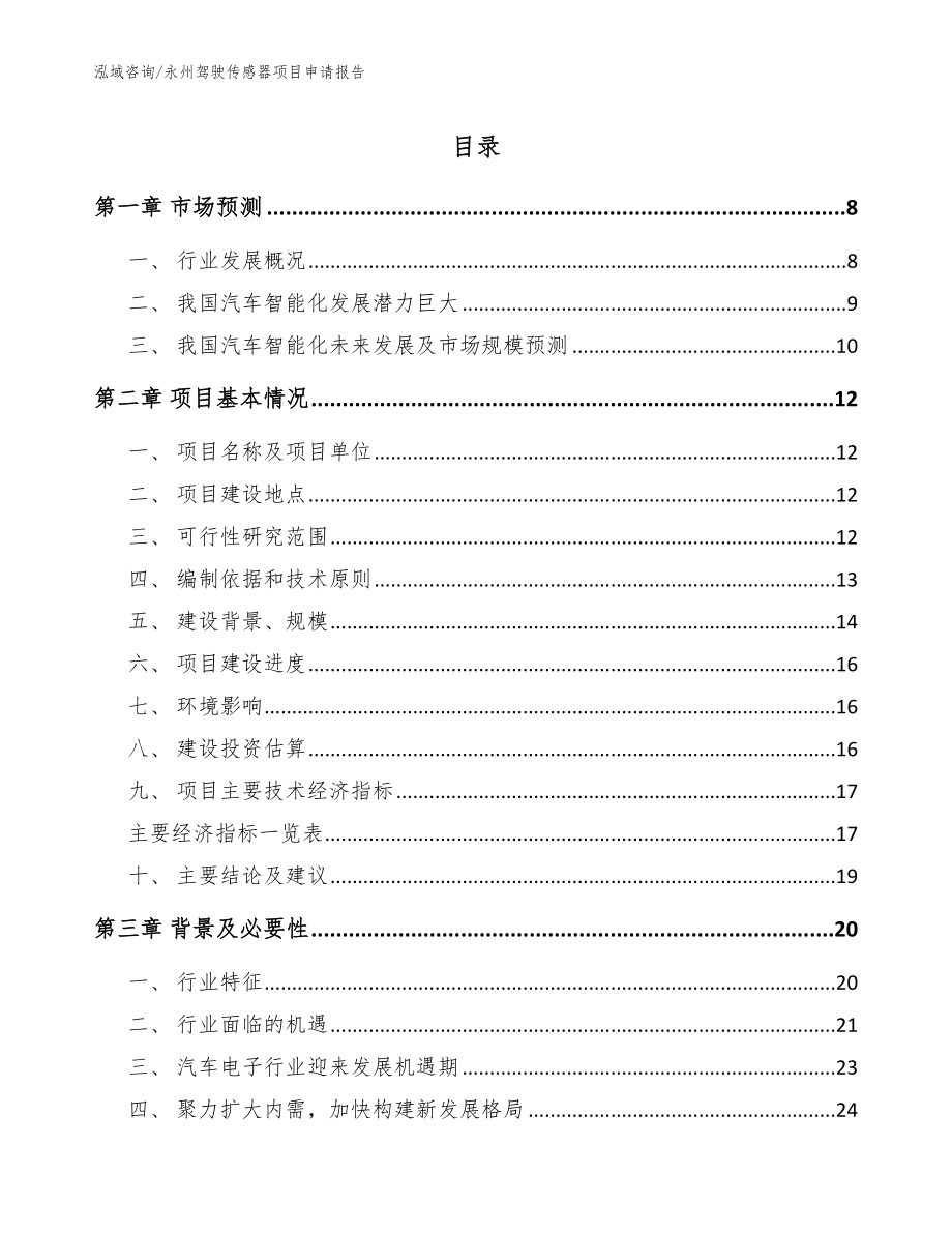 永州驾驶传感器项目申请报告范文_第1页