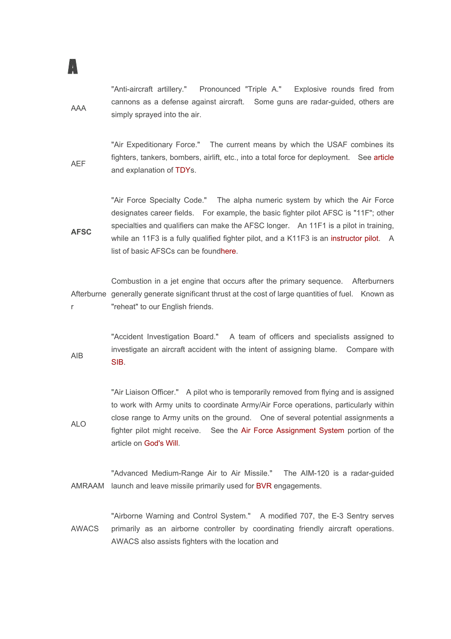 飞行员缩略语、俚语和一般性的名称解释列表.doc_第1页