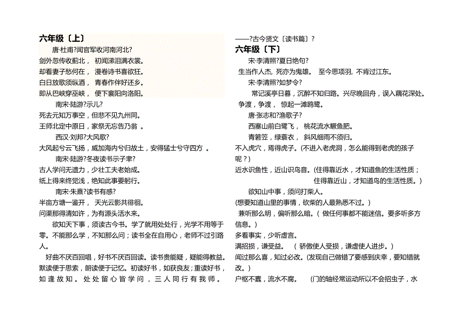 一到六年级苏教版语文古诗文必备大全完美打印版辛苦整理小升初语文辅导必备资料_第1页