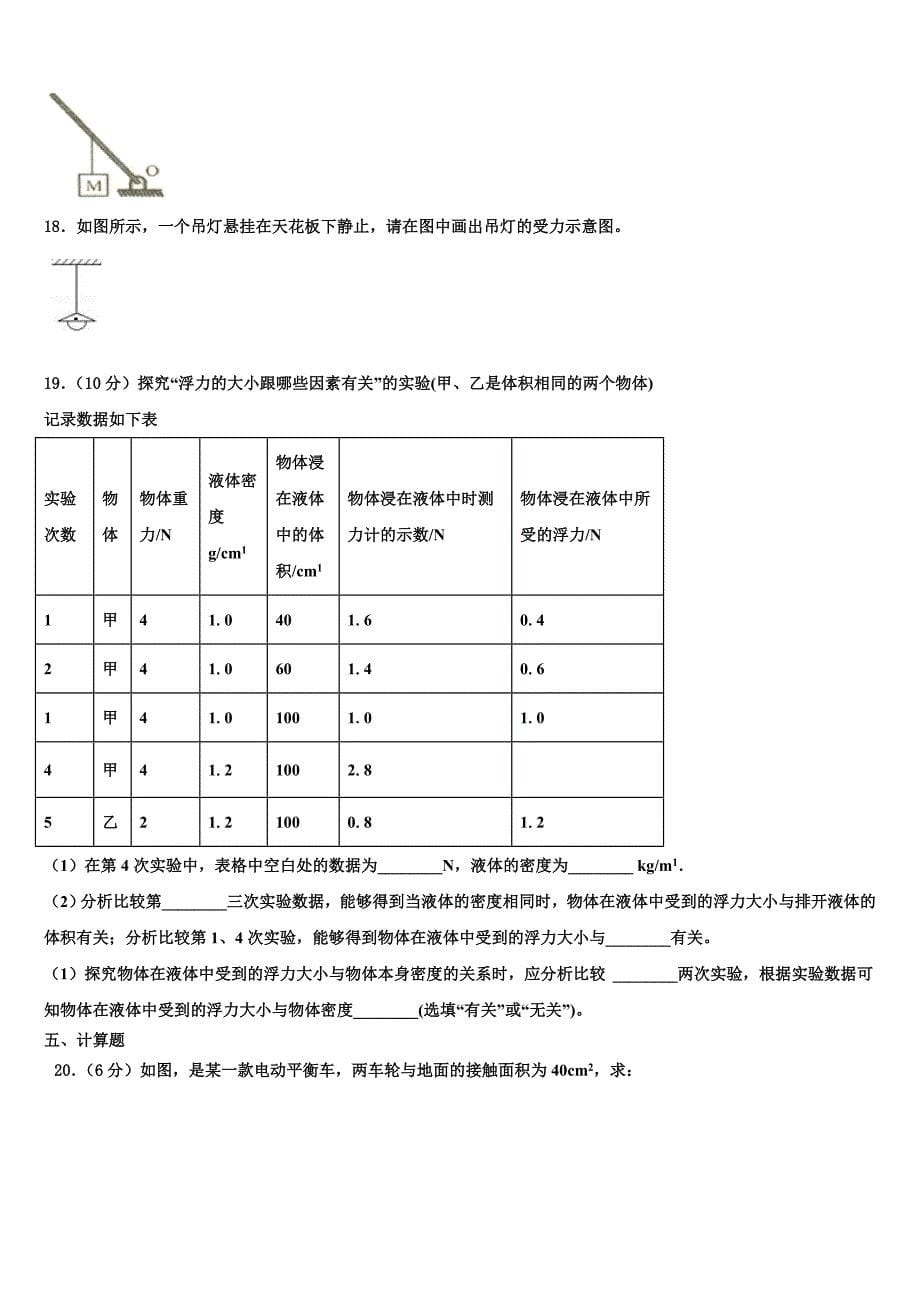 四川省岳池县联考2023学年物理八下期末统考模拟试题（含解析）.doc_第5页