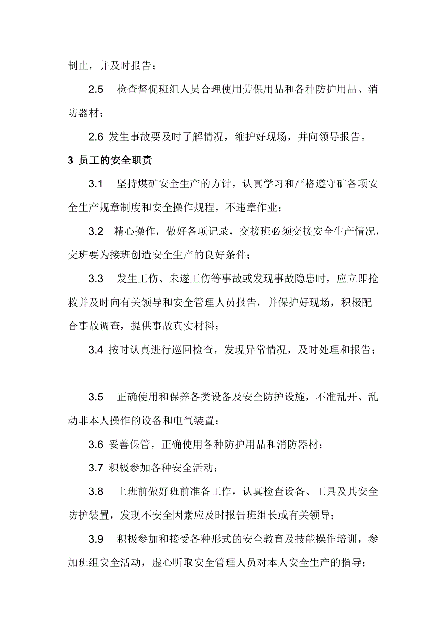 煤矿班组安全生产责任制_第2页