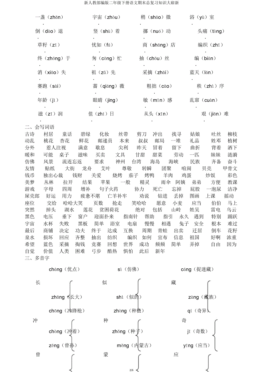 新人教部编版二年级下册语文期末总复习知识大全新.doc_第2页