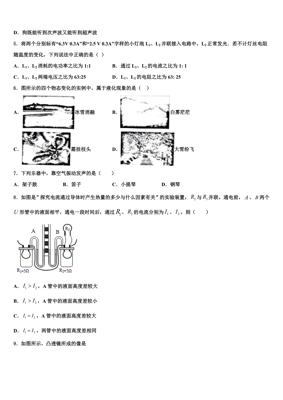 2023学年吉林省白山市物理八上期末复习检测试题含解析.doc_第2页