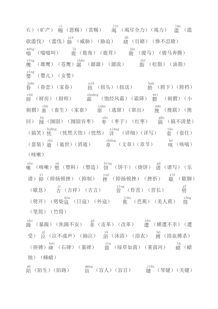 六年级汉字听写大赛题库.doc_第2页