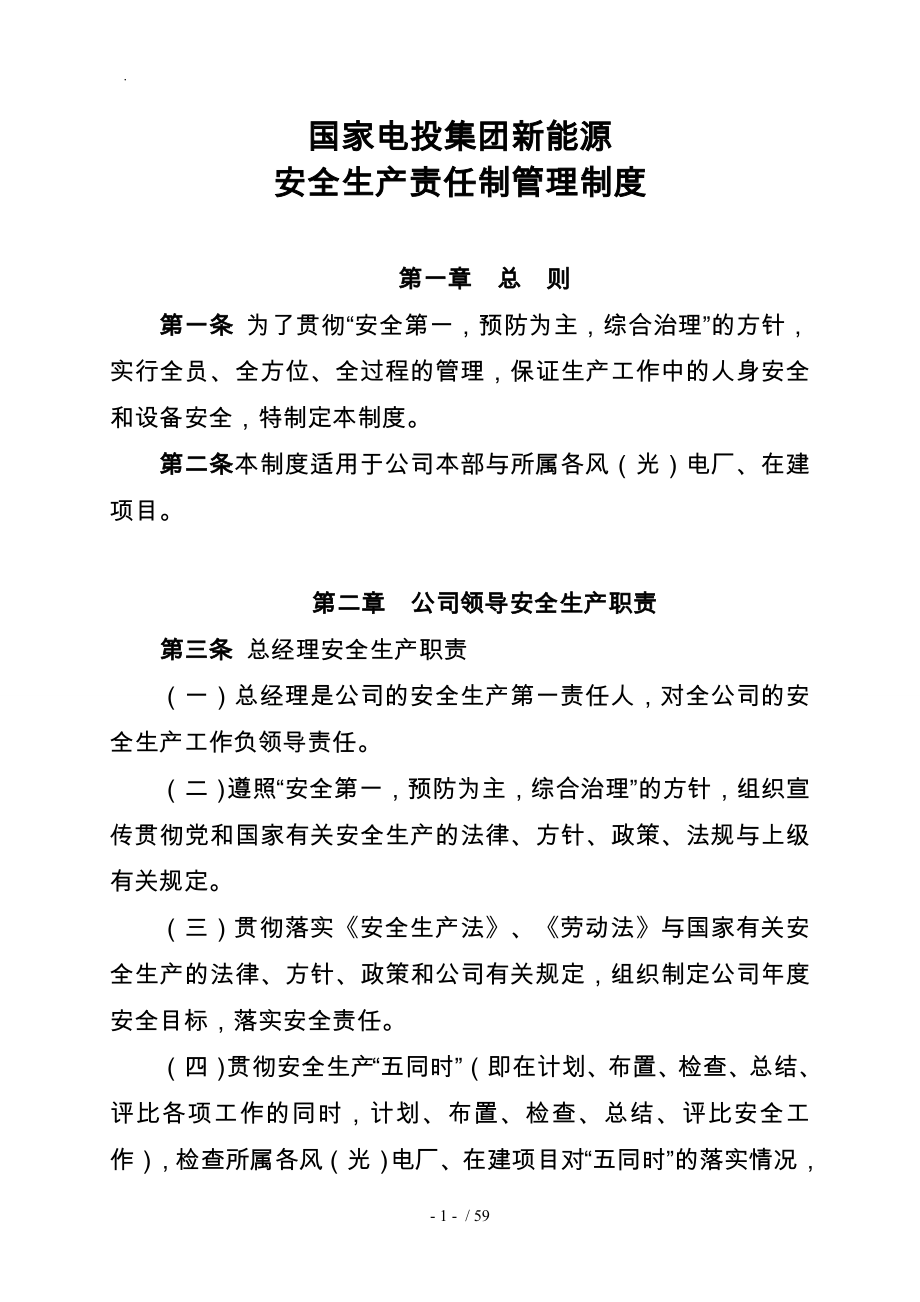 新能源有限公司安全生产责任制管理制度汇编_第1页