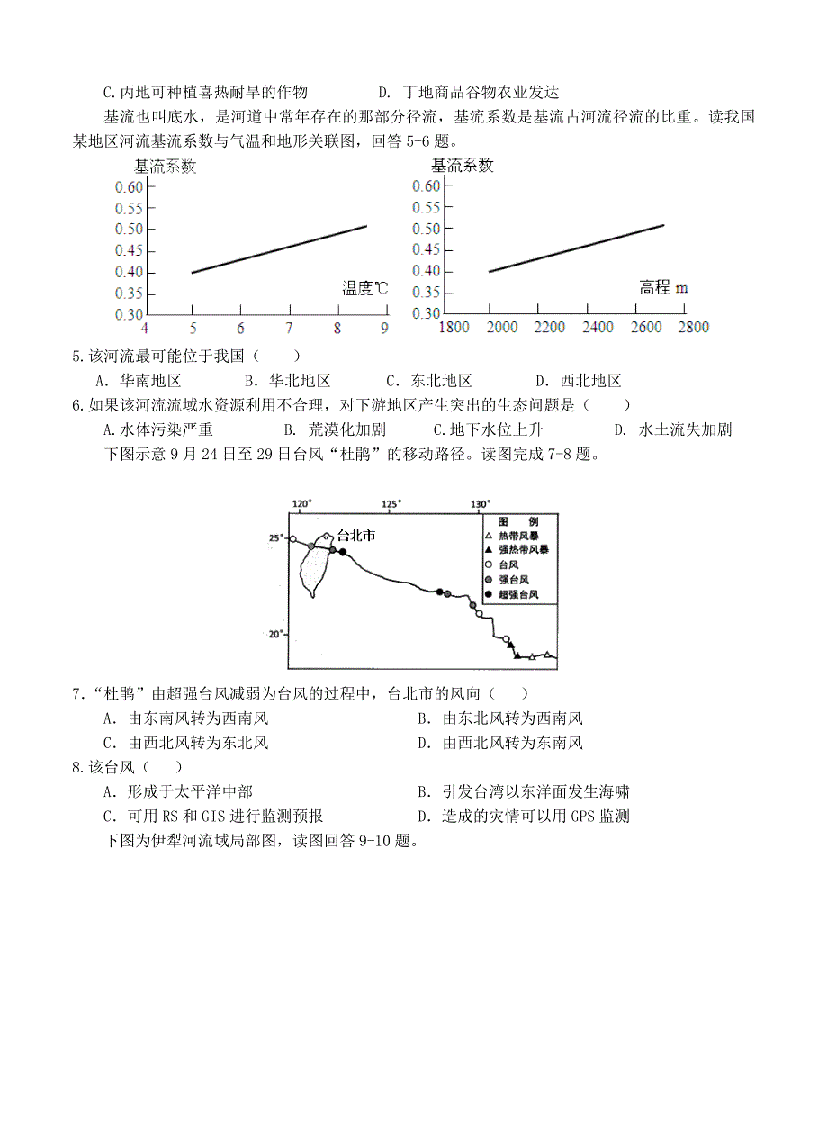 精品江苏省盐城市时杨中学高三第三次市统考模拟地理试题含答案_第2页