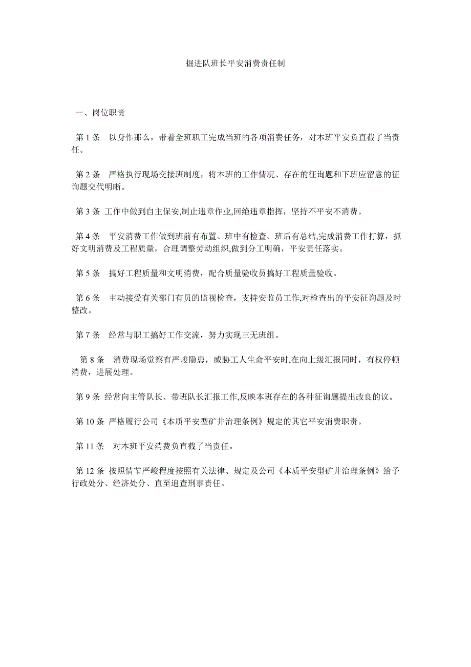 掘进队班长安全生产责任制_第1页