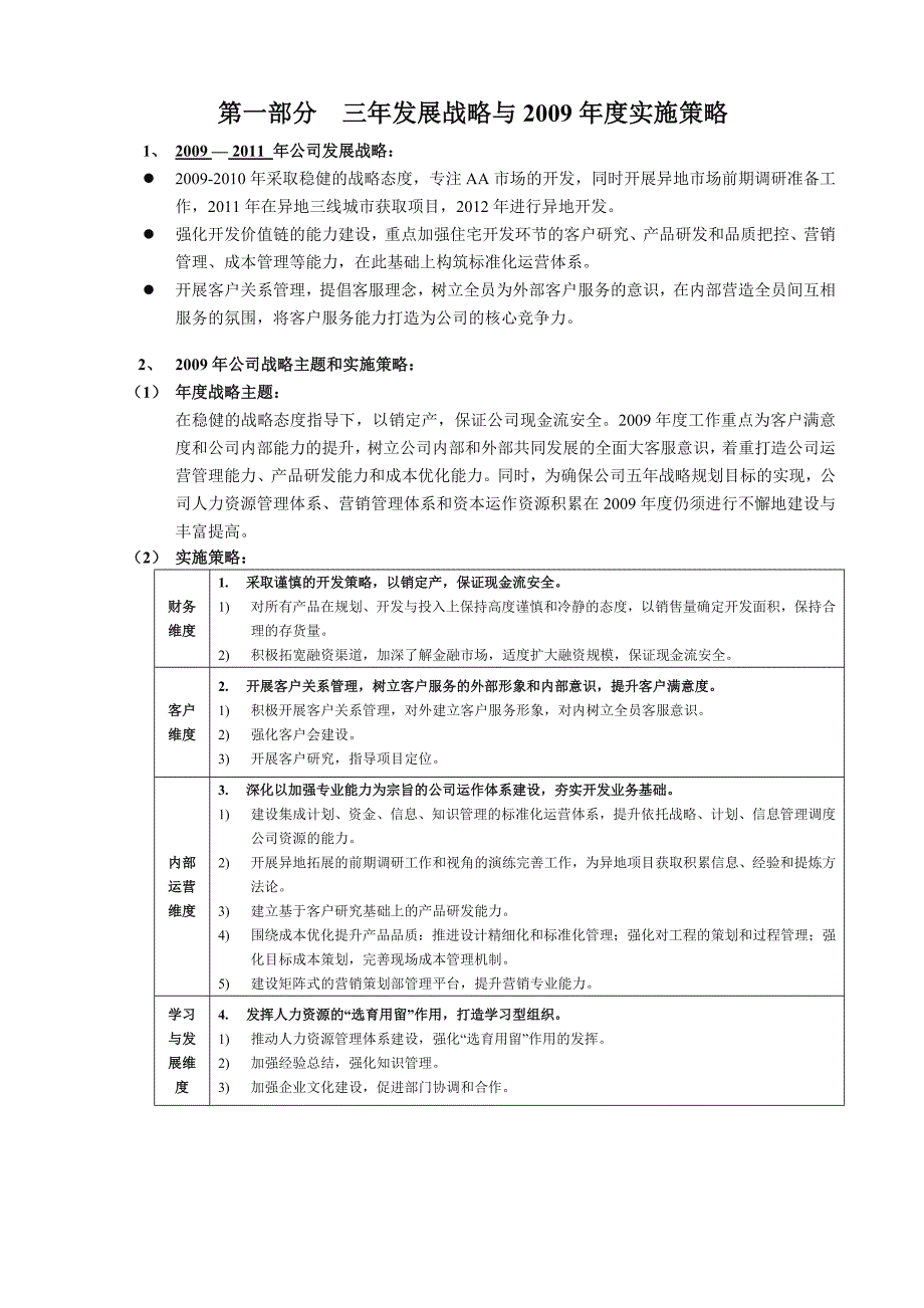 房地产企业公司年度经营计划.doc_第1页