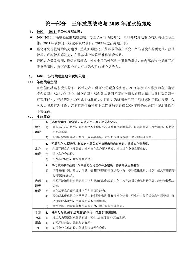 房地产企业公司年度经营计划.doc