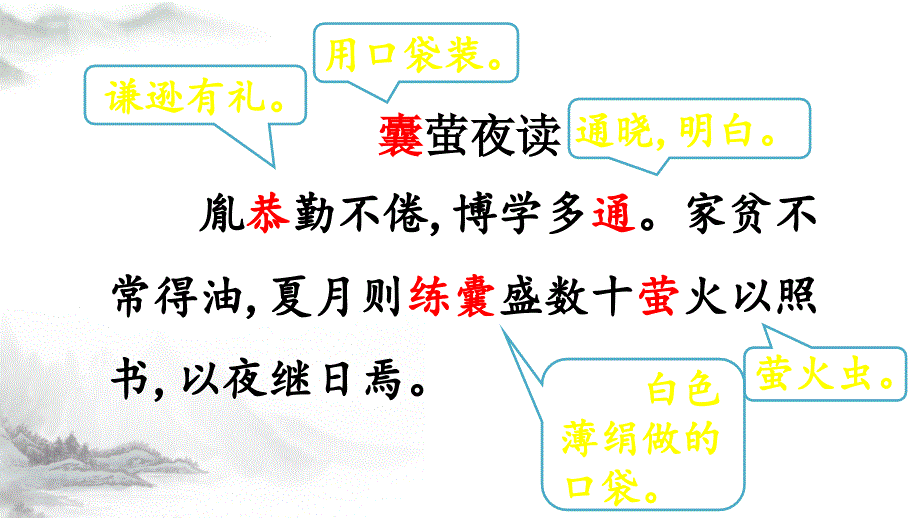 人教部编版小学语文四年级下册-囊萤夜读-名师教学课件PPT(1)_第4页