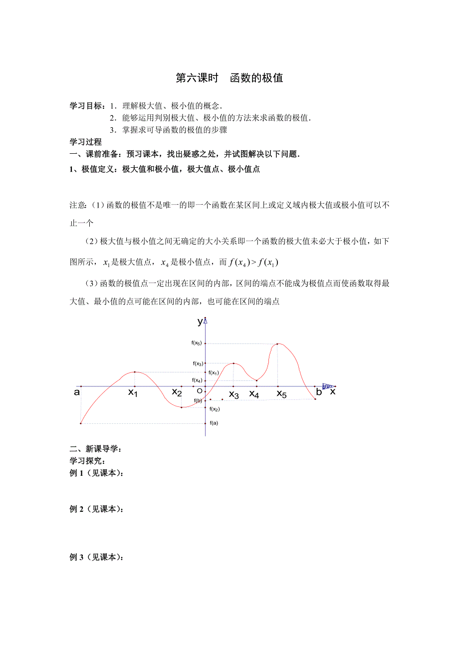 高二数学导数第六课时函数的极值_第1页