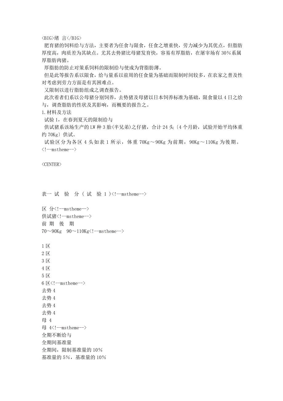 饲养给与量的调节对猪背脂肪厚度的控制之研究_第1页