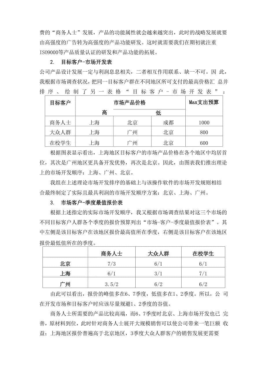 企业管理决策模拟系统实验报告_第5页