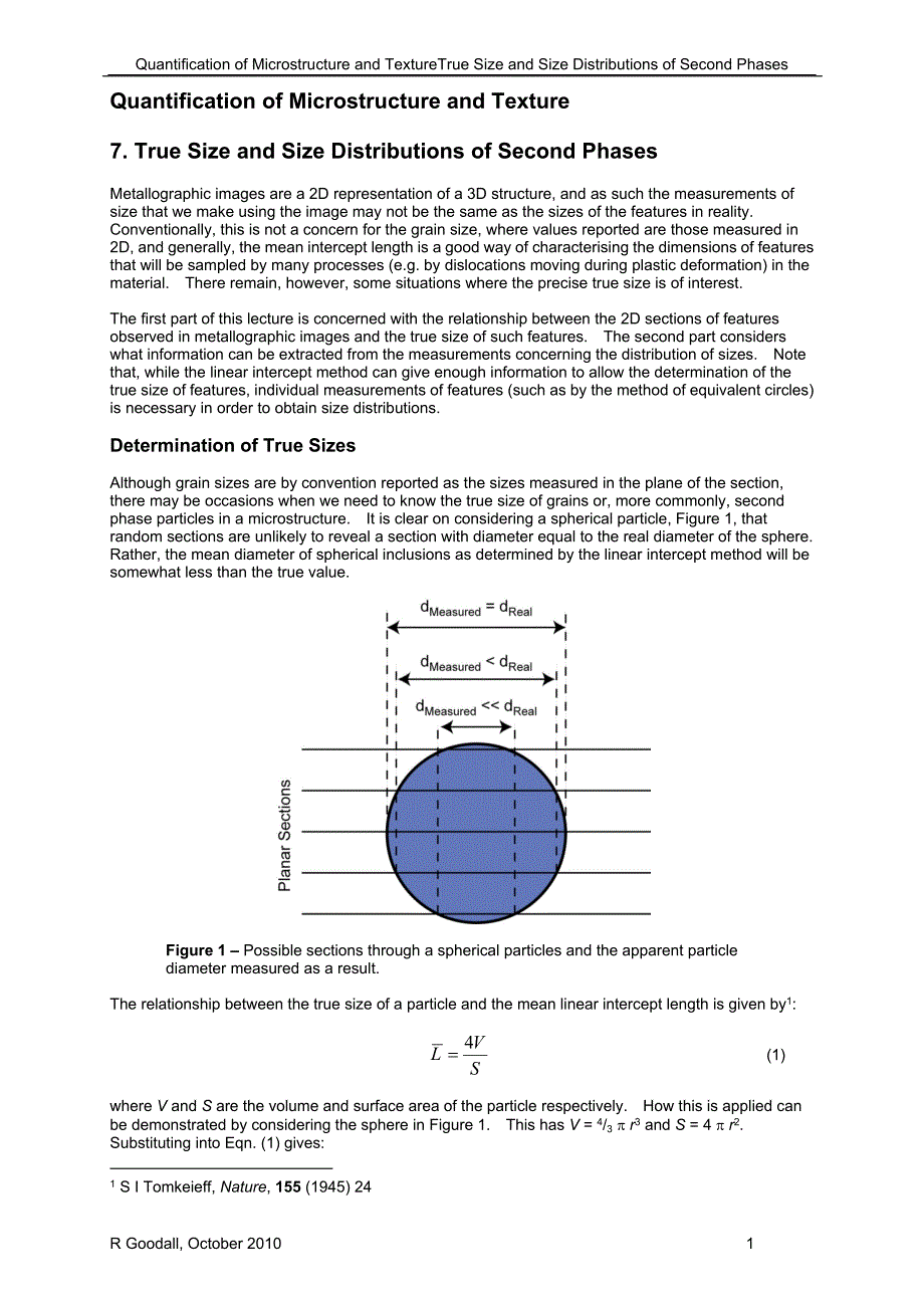 显微结构的量化处理及组织分析的教程 Lecture Notes 4.docx_第1页