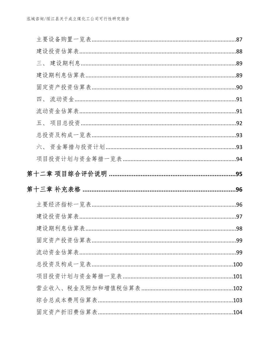 绥江县关于成立煤化工公司可行性研究报告_第5页
