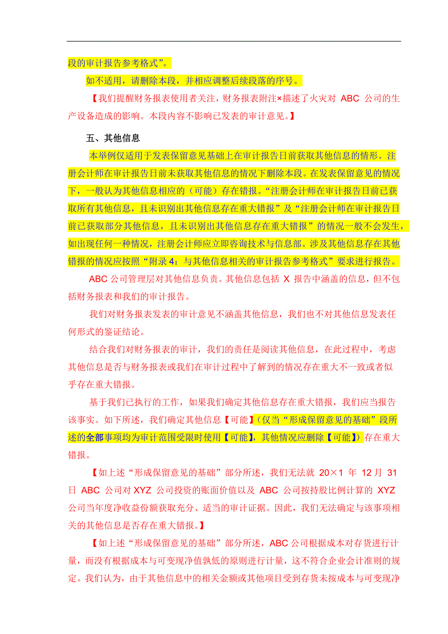 保留意见审计报告(适用于非上市公司)_第3页