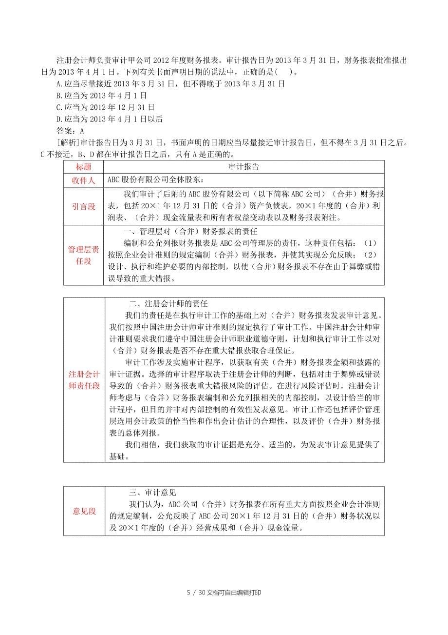 CPA考试审计审计报告_第5页