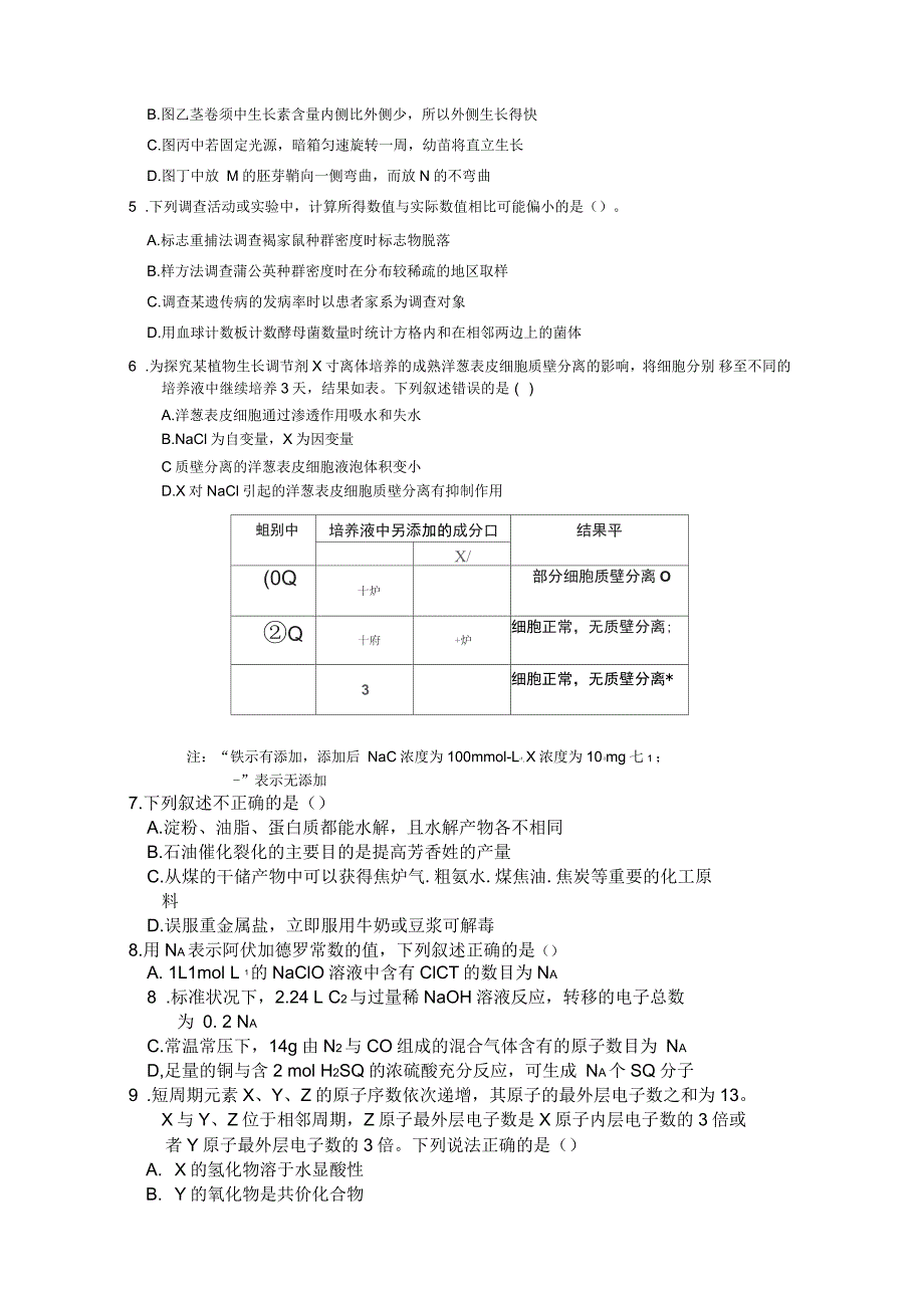 陕西省西安市临潼区华清中学2015届高三自主命题摸拟试卷含答案(一)理综试卷含答案_第2页