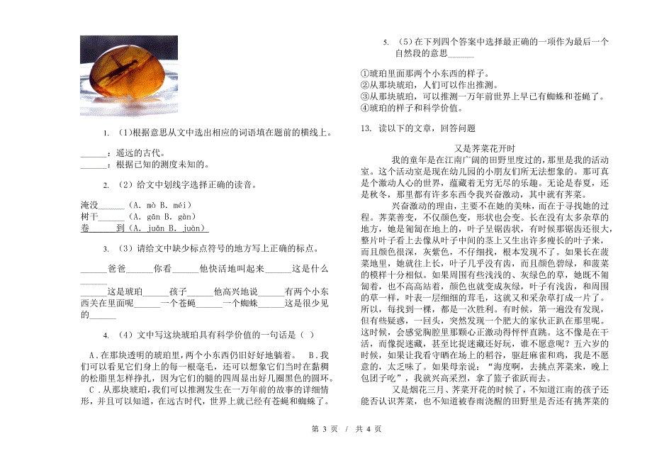 小升初总复习练习小升初小学语文小升初模拟试卷A卷.docx_第3页