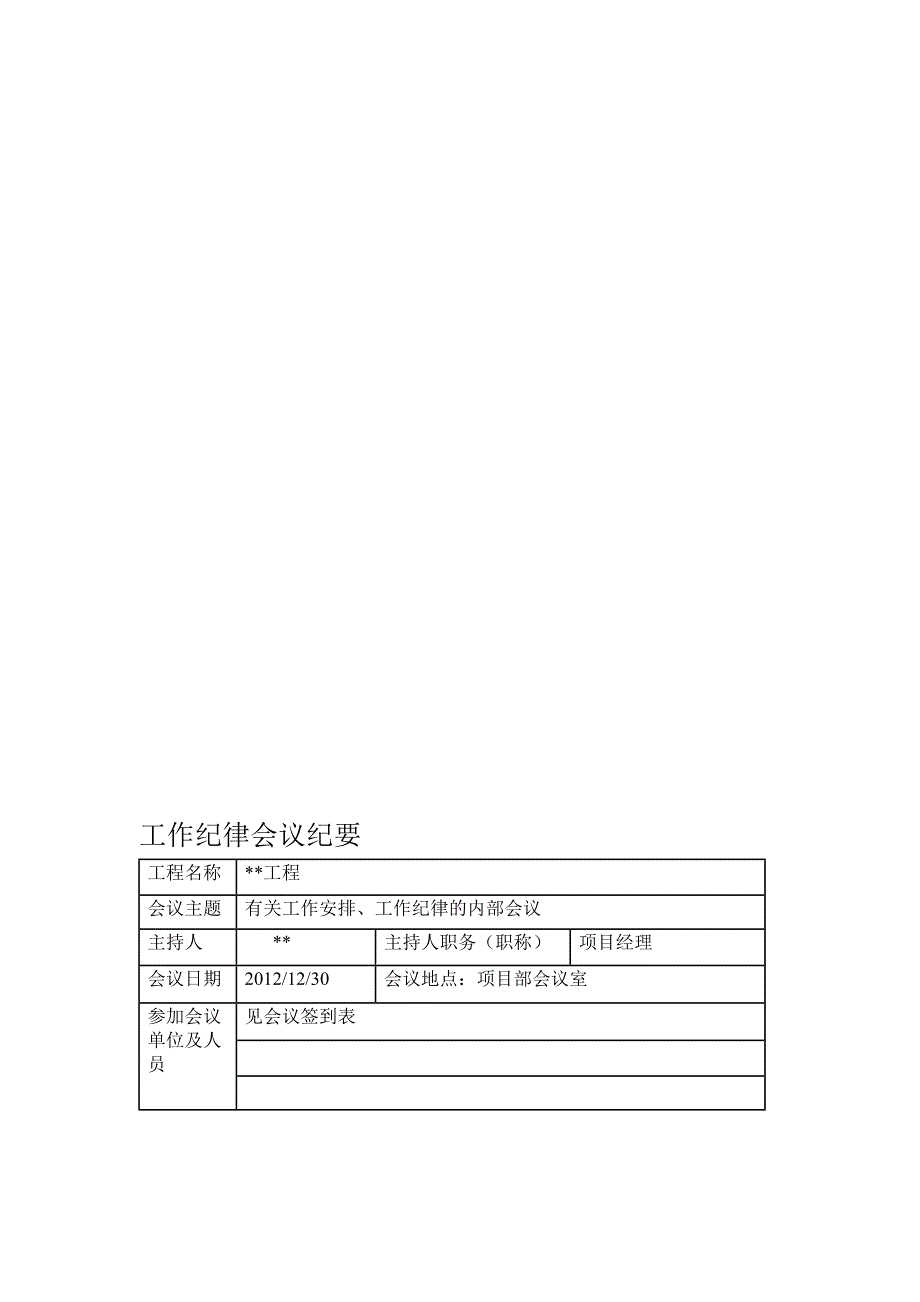 工作纪律会议纪要_第1页