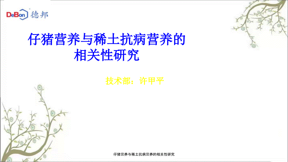 仔猪营养与稀土抗病营养的相关性研究_第1页