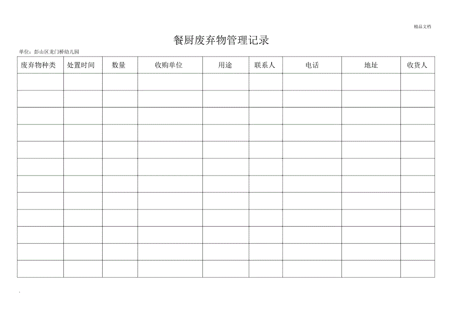 幼儿园餐厨废弃物管理记录_第1页