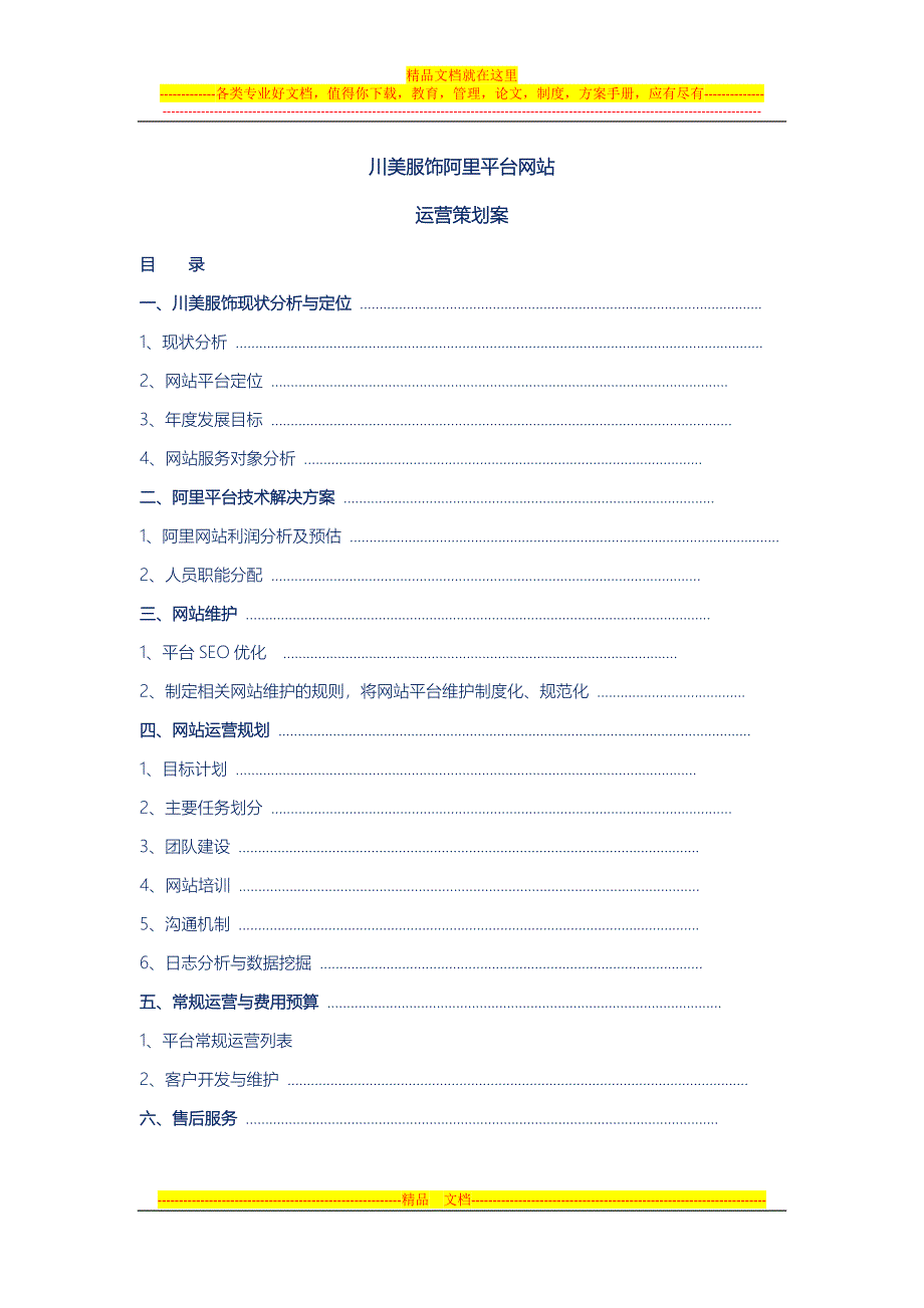 服饰公司阿里巴巴运营策划_第1页