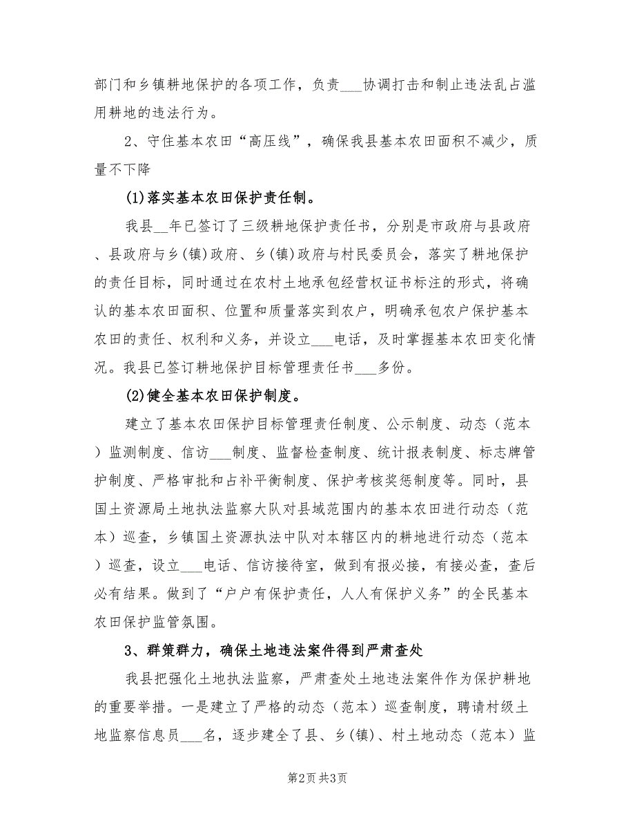 2022年耕地保护完成情况工作总结_第2页