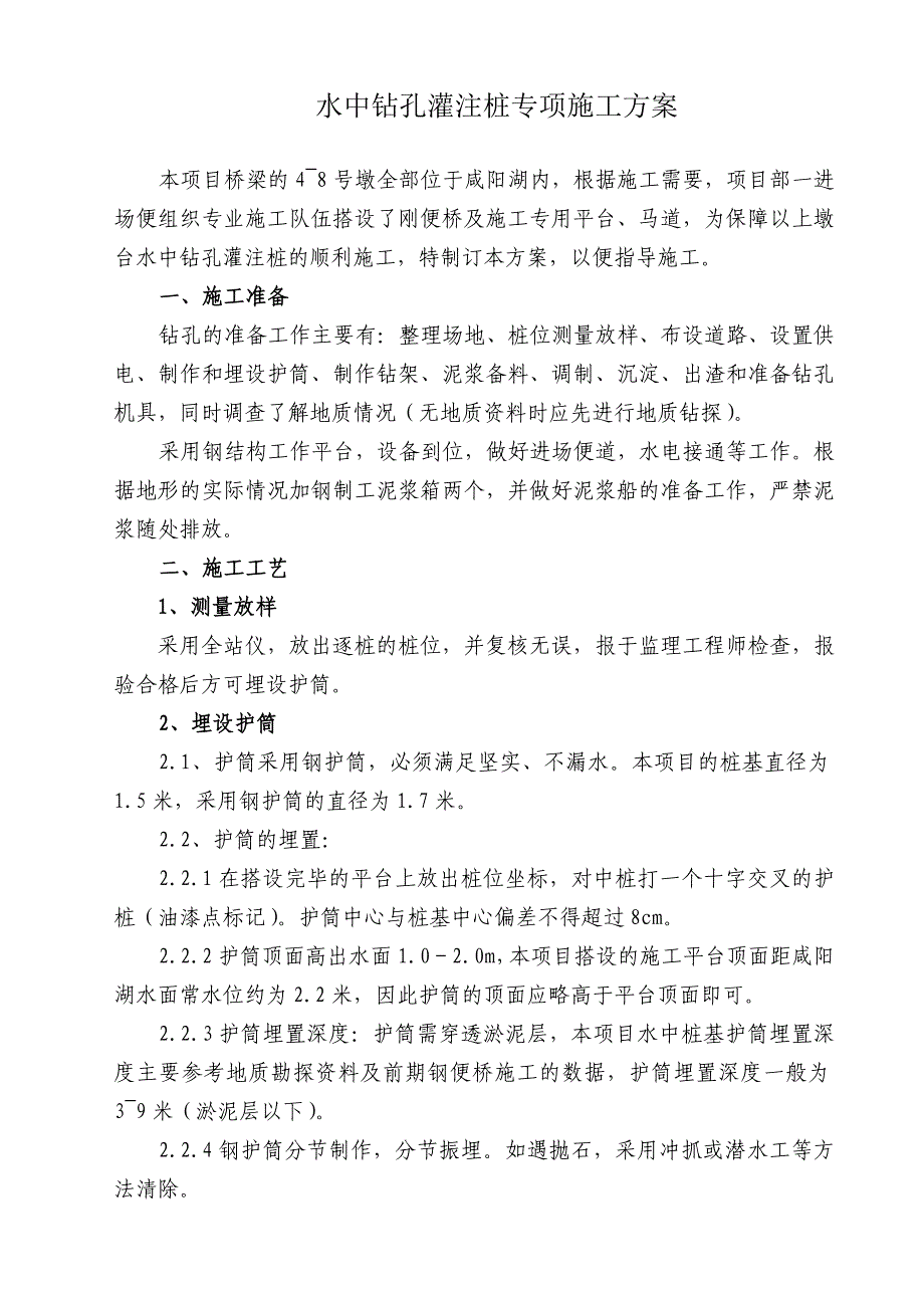 水中钻孔灌注桩专项施工方案_第1页