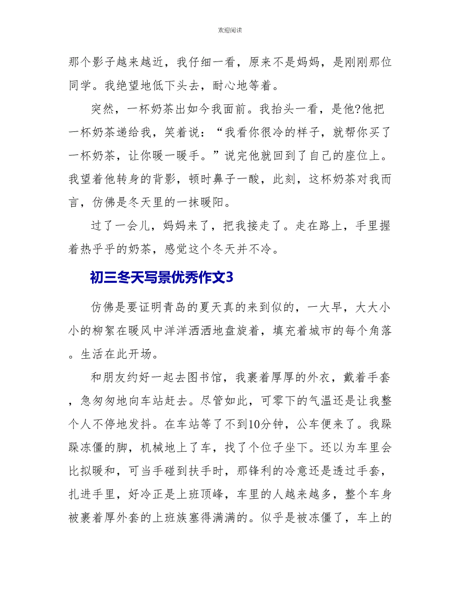 关于初三冬天写景优秀作文5篇_第4页