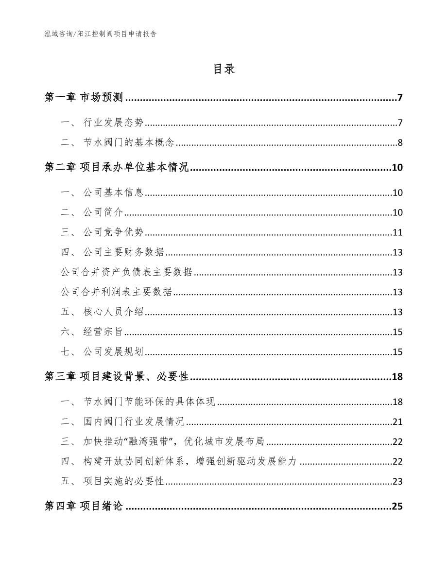 阳江控制阀项目申请报告（参考模板）_第1页