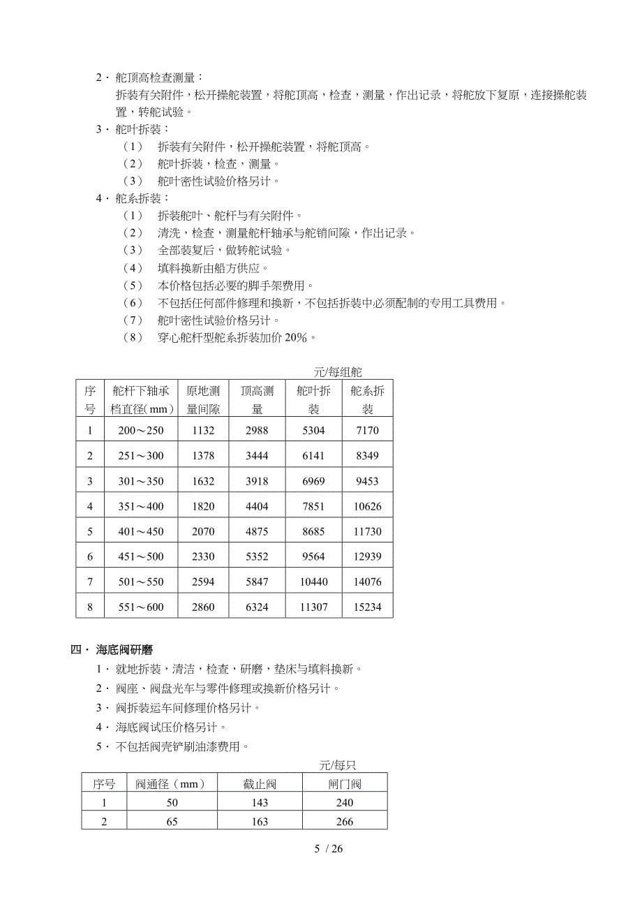 国内民用船舶修理价格表使用说明_第5页