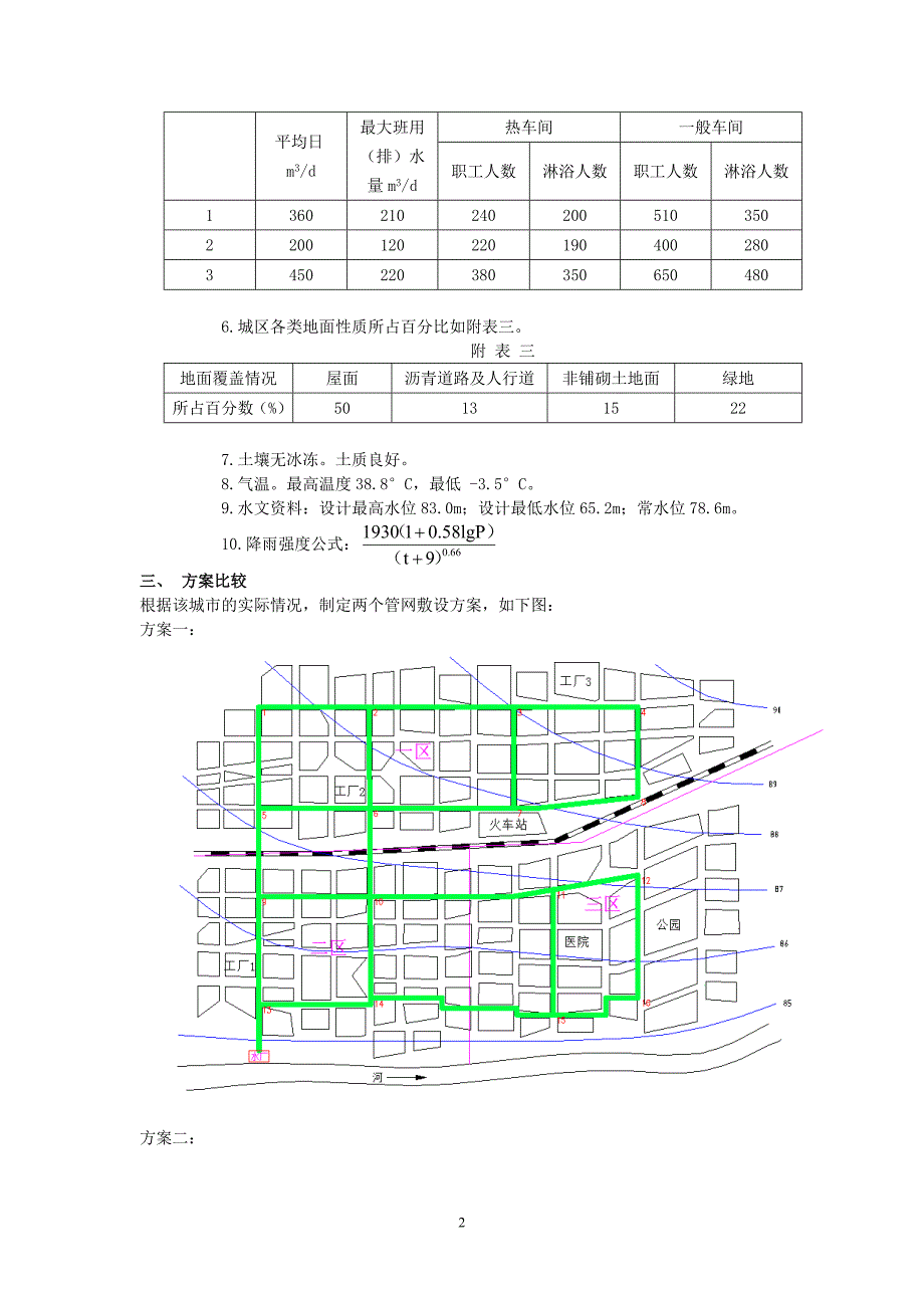 城市水网管道系统课程设计-南方某小城镇给排水管网扩大初步设计_第2页