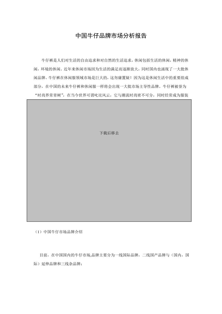 中国牛仔品牌市场分析报告_第1页